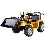 Rigo Kids Electric Ride On Car Bulldozer Digger Loader Remote 6V Yellow - Low Angle