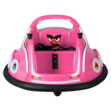 Kids Ride On Car Bumper Electric Toys Cars Light Remote Angry Birds Sticker Pink - Side View