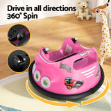 Kids Ride On Car Bumper Electric Toys Cars Light Remote Angry Birds Sticker Pink - Rear View