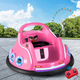 Kids Ride On Car Bumper Electric Toys Cars Light Remote Angry Birds Sticker Pink - Close-Up Angle