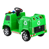 Rigo Kids Ride On Car Garbage Truck Police Light 12V Electric Toys Cars Green - Side View