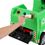Rigo Kids Ride On Car Garbage Truck Police Light 12V Electric Toys Cars Green - Top-Down View