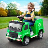 Rigo Kids Ride On Car Garbage Truck Police Light 12V Electric Toys Cars Green - Close-Up Angle