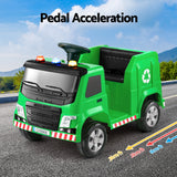 Rigo Kids Ride On Car Garbage Truck Police Light 12V Electric Toys Cars Green - Rear View