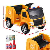 Rigo Kids Ride On Car Garbage Truck Police Light 12V Electric Toys Cars Yellow - Front View