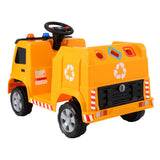 Rigo Kids Ride On Car Garbage Truck Police Light 12V Electric Toys Cars Yellow - Side View