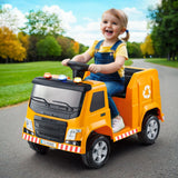 Rigo Kids Ride On Car Garbage Truck Police Light 12V Electric Toys Cars Yellow - Close-Up Angle