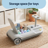 Rigo Ride on Car with Mop Storage Space Kids Clean Car 12V 86cm Grey - Rear View