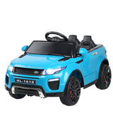 Rigo Kids Electric Ride On Car SUV Range Rover-inspired Toy Cars Remote 12V Blue - Low Angle