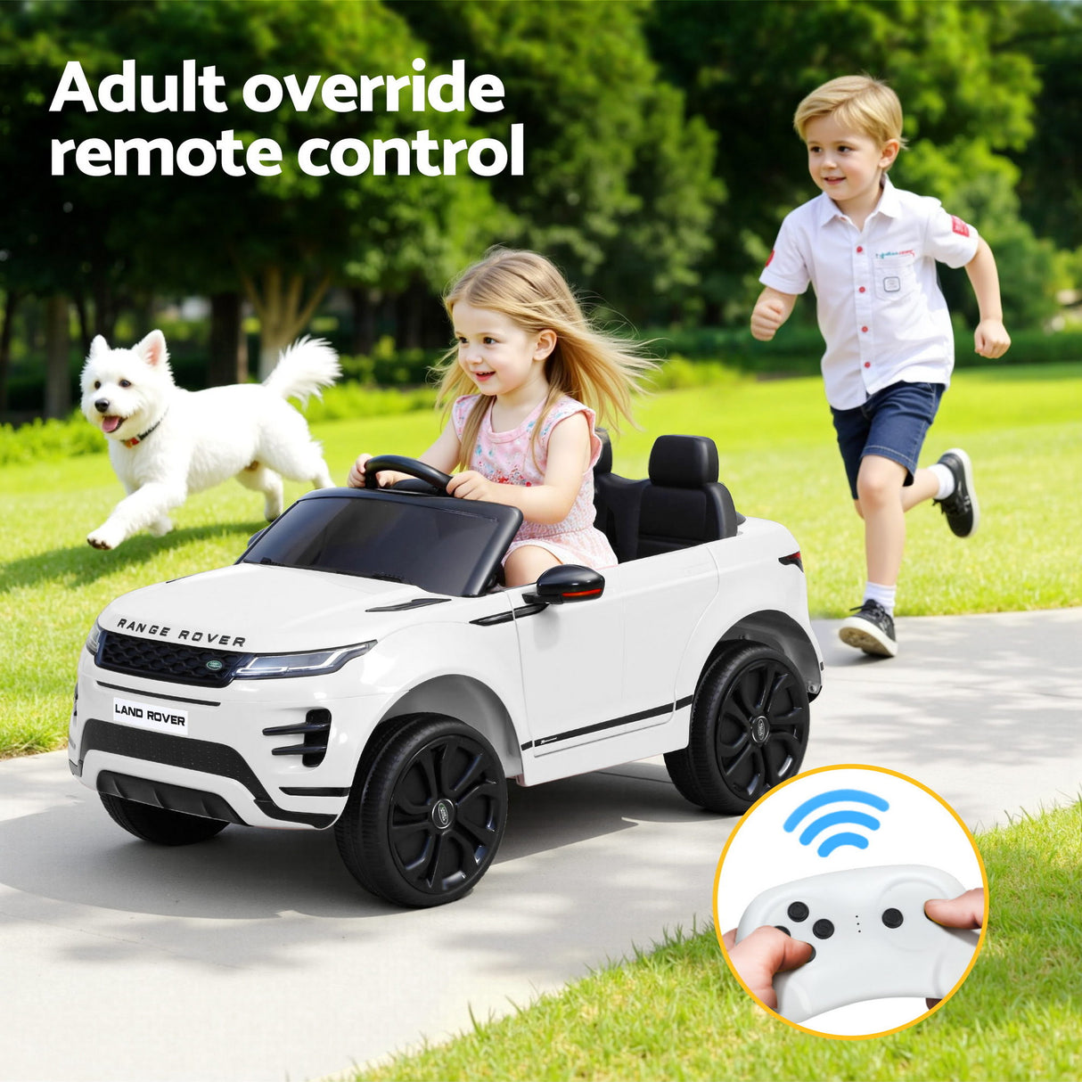 Kids Electric Ride On Car Land Rover Licensed Toy Cars Remote 12V Battery White