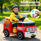 Rigo Kids Ride On Car Electric Fire Engine Fighting Truck with Water Gun Music - Rear View