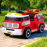 Rigo Kids Ride On Car Electric Fire Engine Fighting Truck with Water Gun Music - Close-Up Angle