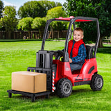 Rigo Kids Electric Ride On Car Forklift Loader Toys Cars Horn Remote 12V Red - Close-Up Angle