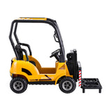Rigo Kids Electric Ride On Car Forklift Loader Toys Cars Horn Remote 12V Yellow - Side View