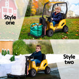 Rigo Kids Electric Ride On Car Forklift Loader Toys Cars Horn Remote 12V Yellow - Rear View