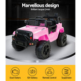 Rigo Kids Electric Ride On Car Jeep Toy Cars Remote 12V Pink - Top-Down View