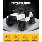Rigo Kids Electric Ride On Car Jeep Toy Cars Remote 12V White - Top-Down View