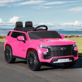 Kids Ride On Car Licensed Chevrolet Tahoe Electric Toys Horn Remote 12V Pink - Close-Up Angle