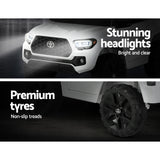 Kids Electric Ride On Car Toyota Tacoma Off Road Jeep Toy Cars Remote 12V Whte - Close-Up Angle