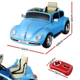 Kids Ride On Car Licensed Volkswagen Beetle Electric Toys Horn Remote 6V Blue - Front View