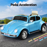 Kids Ride On Car Licensed Volkswagen Beetle Electric Toys Horn Remote 6V Blue - 45-Degree Angle
