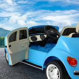 Kids Ride On Car Licensed Volkswagen Beetle Electric Toys Horn Remote 6V Blue - Rear View