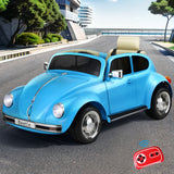 Kids Ride On Car Licensed Volkswagen Beetle Electric Toys Horn Remote 6V Blue - Close-Up Angle