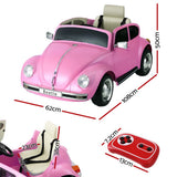 Kids Ride On Car Licensed Volkswagen Beetle Electric Toys Horn Remote 6V Pink - Front View