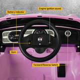 Kids Ride On Car Licensed Volkswagen Beetle Electric Toys Horn Remote 6V Pink - Top-Down View
