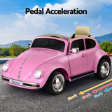 Kids Ride On Car Licensed Volkswagen Beetle Electric Toys Horn Remote 6V Pink - 45-Degree Angle