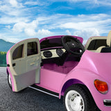 Kids Ride On Car Licensed Volkswagen Beetle Electric Toys Horn Remote 6V Pink - Rear View