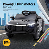 Rigo Kids Electric Ride On Car Toys Cars Horn Music Remote Control 12V Black - Top-Down View