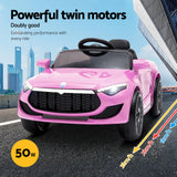 Rigo Kids Electric Ride On Car Toys Cars Headlight Music Remote Control 12V Pink - Top-Down View