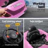 Rigo Kids Electric Ride On Car Toys Cars Headlight Music Remote Control 12V Pink - 45-Degree Angle