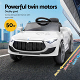 Rigo Kids Electric Ride On Car Cars Music Headlight Remote Control 12V White - Top-Down View