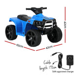 Rigo Kids Ride On ATV Quad Motorbike Car 4 Wheeler Electric Toys Battery Blue - Front View