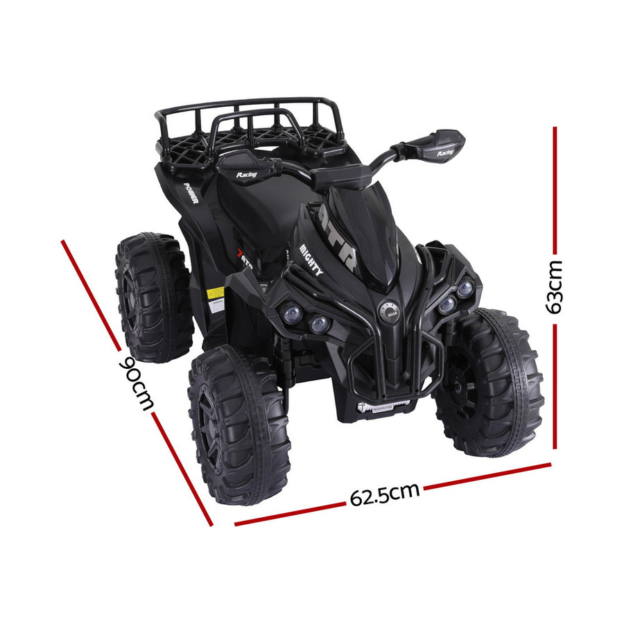 Rigo kids electric ride on ATV quad bike, 12V, black, tail storage rack