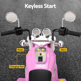 Rigo Electric Kids Motorbike Ride-On Toy with Music and Horn - 6V Pink - 45-Degree Angle