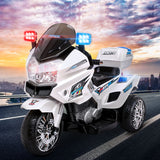 Rigo Kids Electric Ride On Patrol Police Car BMW-Inspired S1K 6V Battery White - Low Angle