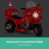 Rigo Kids Electric Ride On Police Motorcycle Motorbike 6V Battery Red - Top-Down View