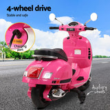 Kids Electric Ride On Car Motorcycle Motorbike Vespa Licensed GTS Pink - Rear View