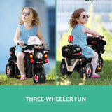 Rigo Kids Electric Ride On Police Motorcycle Motorbike 6V Battery Black - Top-Down View
