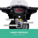 Rigo Kids Electric Ride On Police Motorcycle Motorbike 6V Battery Black - Rear View