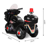 Rigo Kids Electric Ride On Police Motorcycle Motorbike 6V Battery Black - Front View
