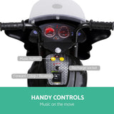Rigo Kids Electric Ride On Police Motorcycle Motorbike 6V Battery Black - Rear View