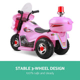 Rigo Kids Electric Ride On Police Motorcycle Motorbike 6V Battery Pink - Top-Down View