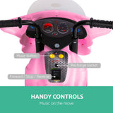 Rigo Kids Electric Ride On Police Motorcycle Motorbike 6V Battery Pink - Rear View