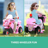 Rigo Kids Electric Ride On Police Motorcycle Motorbike 6V Battery Pink - Side View