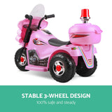 Rigo Kids Electric Ride On Police Motorcycle Motorbike 6V Battery Pink - Top-Down View