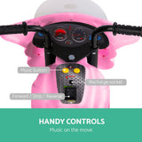 Rigo Kids Electric Ride On Police Motorcycle Motorbike 6V Battery Pink - Rear View